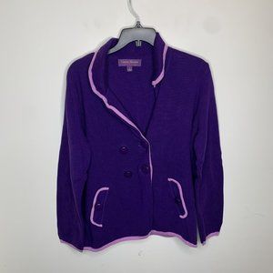 Carson Kressley Perfect Womens L Purple Button Front Long Sleeve Sweater